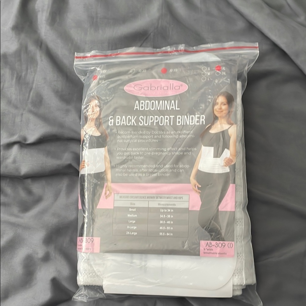 White Abdominal & Back Support Binder, postpartum support - FREE IN BUNDLE